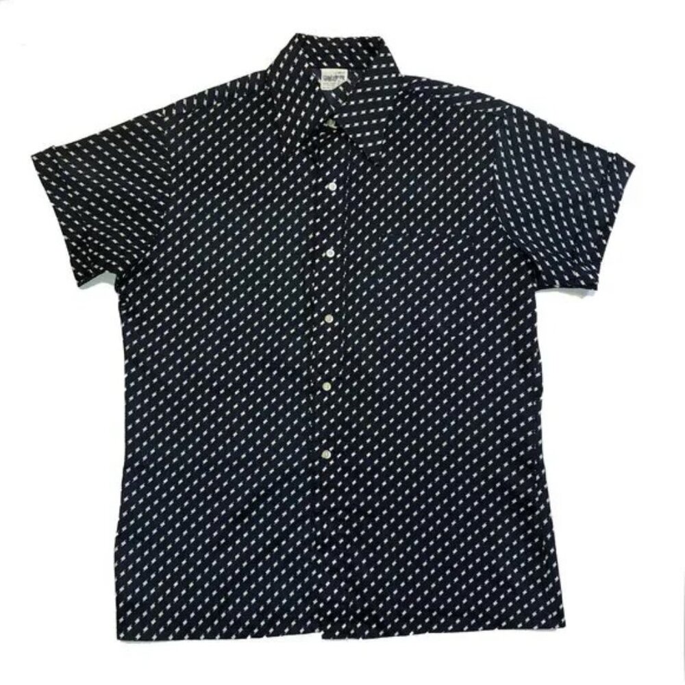 Vintage Chillenger Button Up Short Sleeve Navy Pattered Short Sz: M